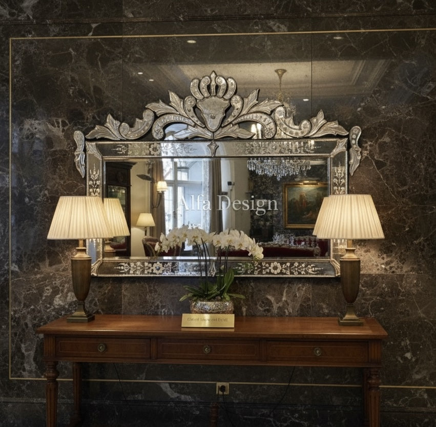 Venetian Rectangle Wall Mirror Italian Finished