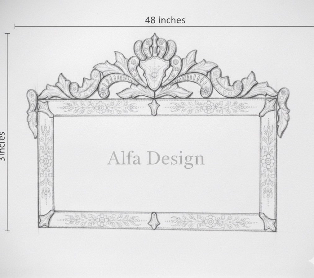 Venetian Rectangle Wall Mirror Italian Finished