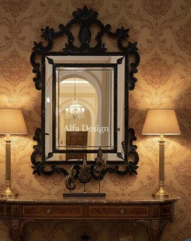 Murano Stle Black Venetian Mirror