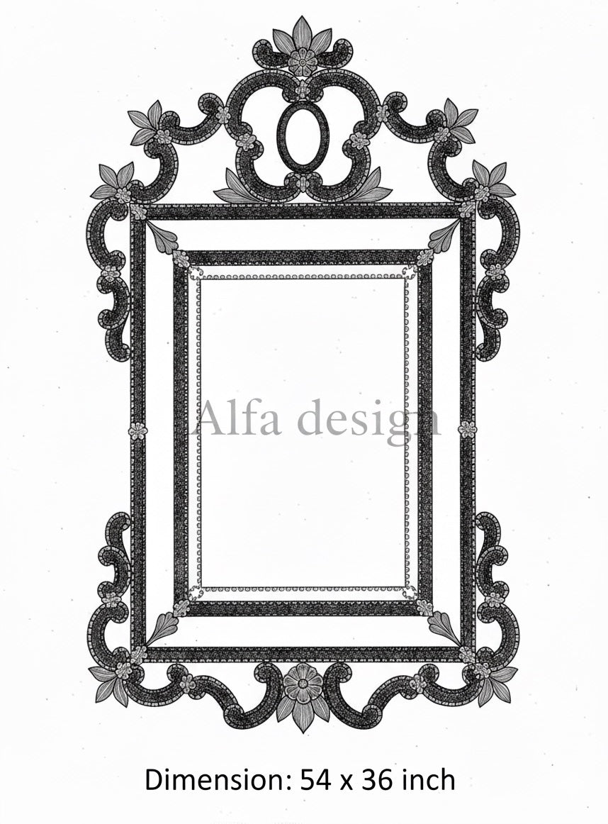 Murano Stle Black Venetian Mirror