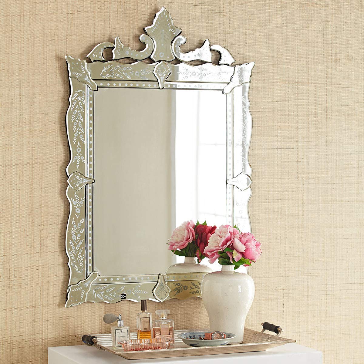 Venetian Wood Frame Mirror 39.5”x28