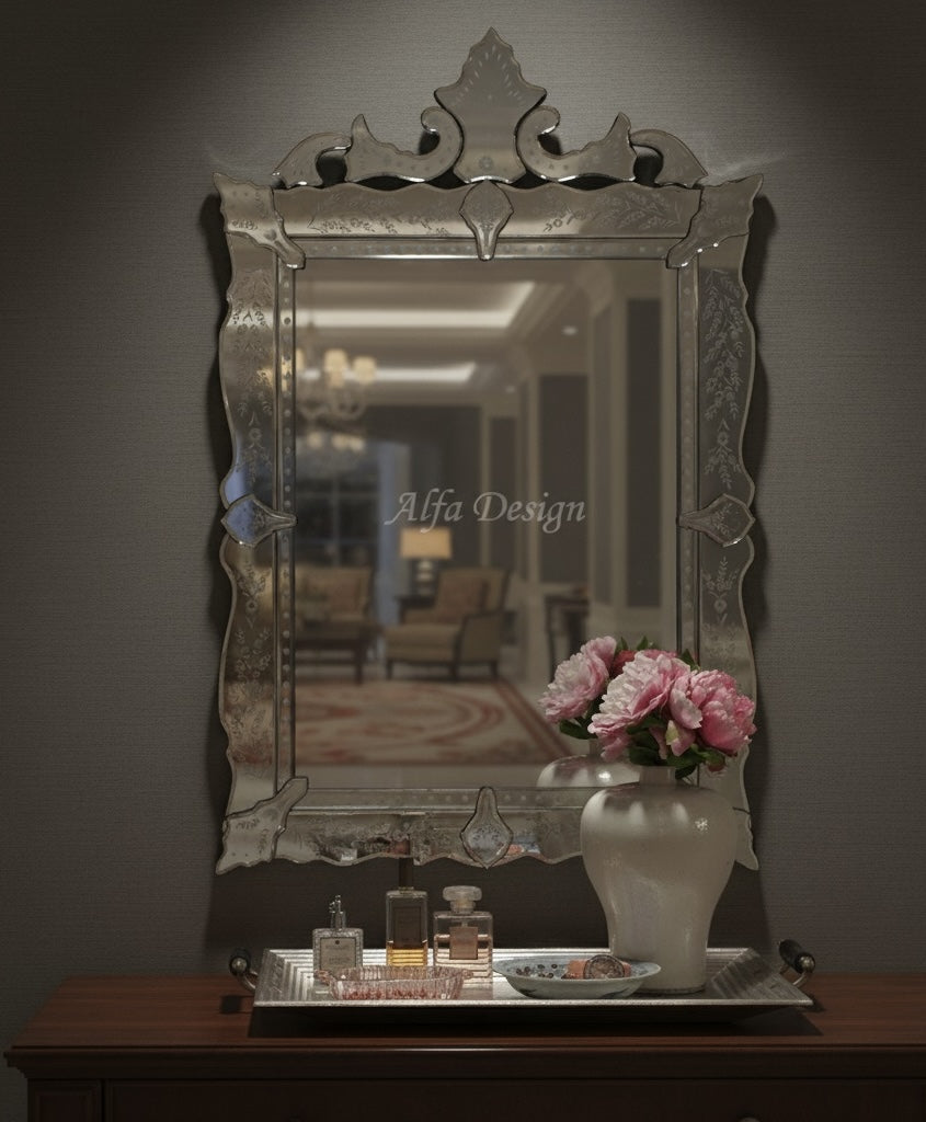 Venetian Wood Frame Mirror 39.5”x28