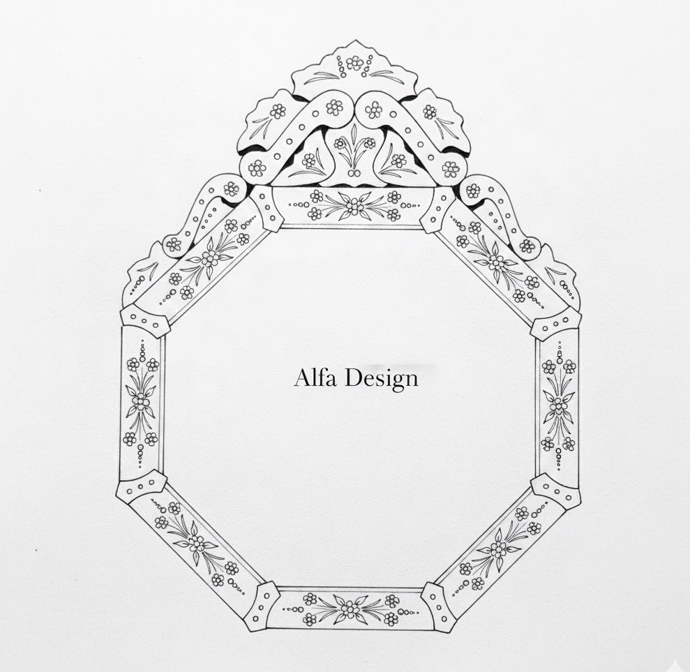 Wall Mounted Squared Octa Venetian Mirror