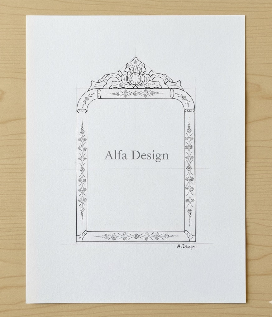 Wood Frame Mirror 39.5”x25 Wall Venetian