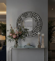 Wood Framed Round Mirrors for Wall Decor, 32''