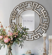 Wood Framed Round Mirrors for Wall Decor