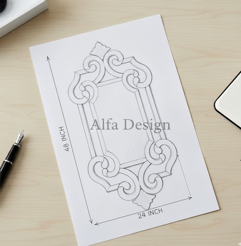 Modern Venetian Modern Wall Mirror 48"x24" inch