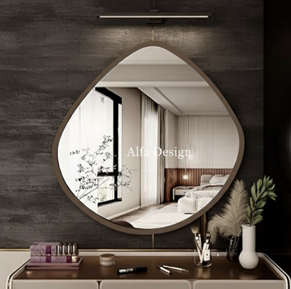 Wood Irregular Bathroom Mirror