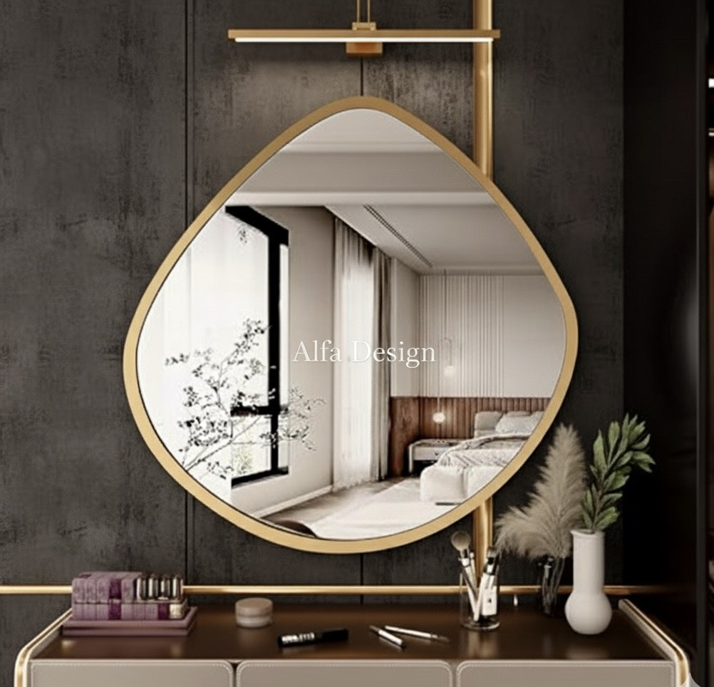 Wood Irregular Bathroom Mirror