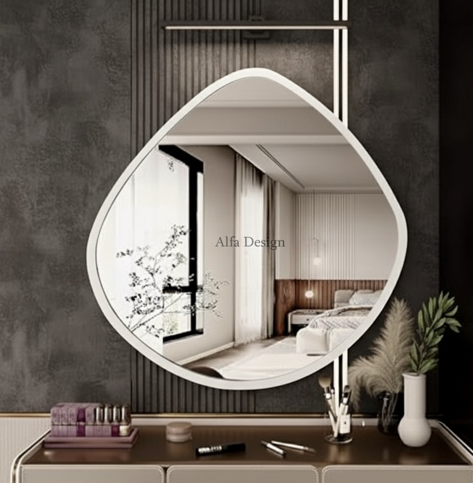 Wood Irregular Bathroom Mirror