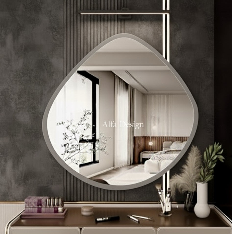 Wood Irregular Bathroom Mirror