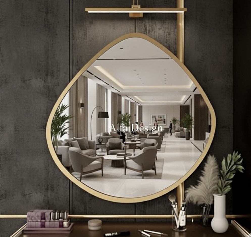 Wood Irregular Bathroom Mirror