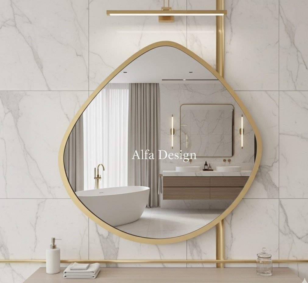 Wood Irregular Bathroom Mirror