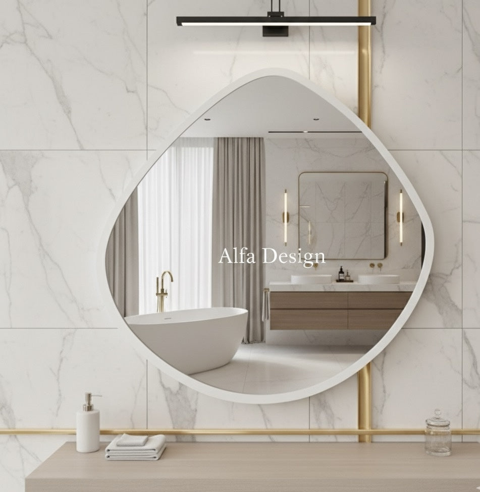 Wood Irregular Bathroom Mirror