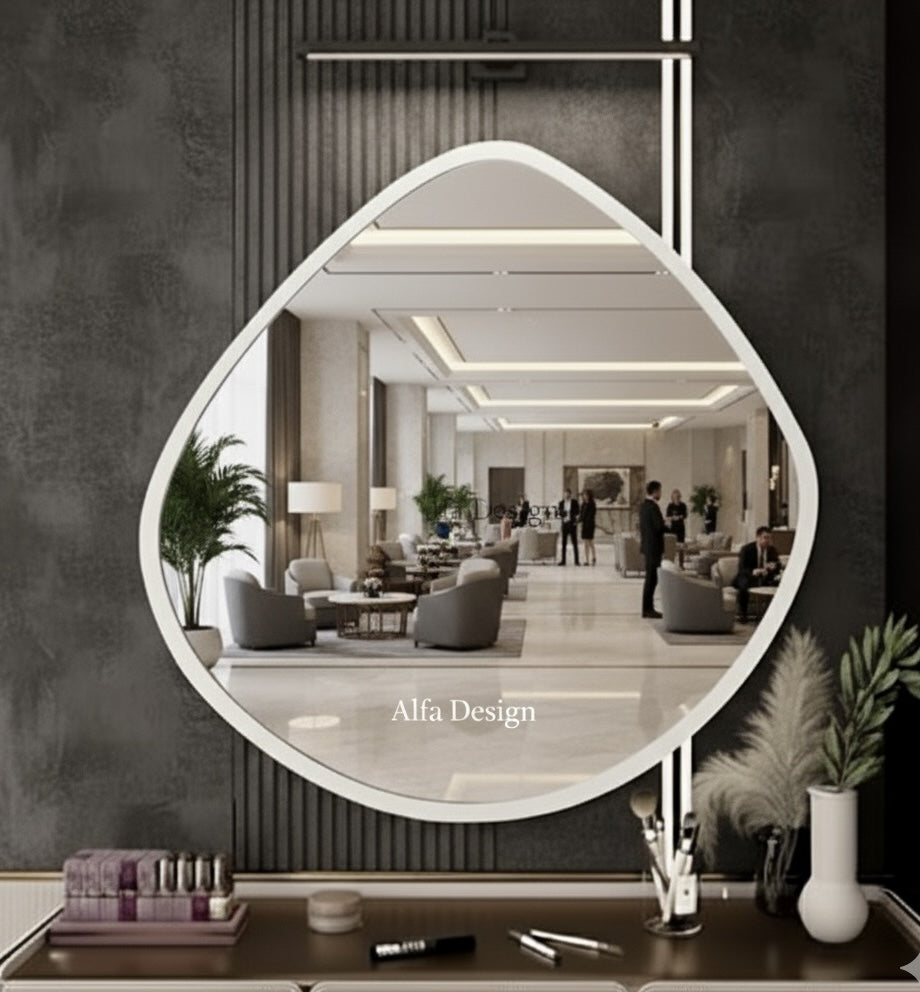 Wood Irregular Bathroom Mirror