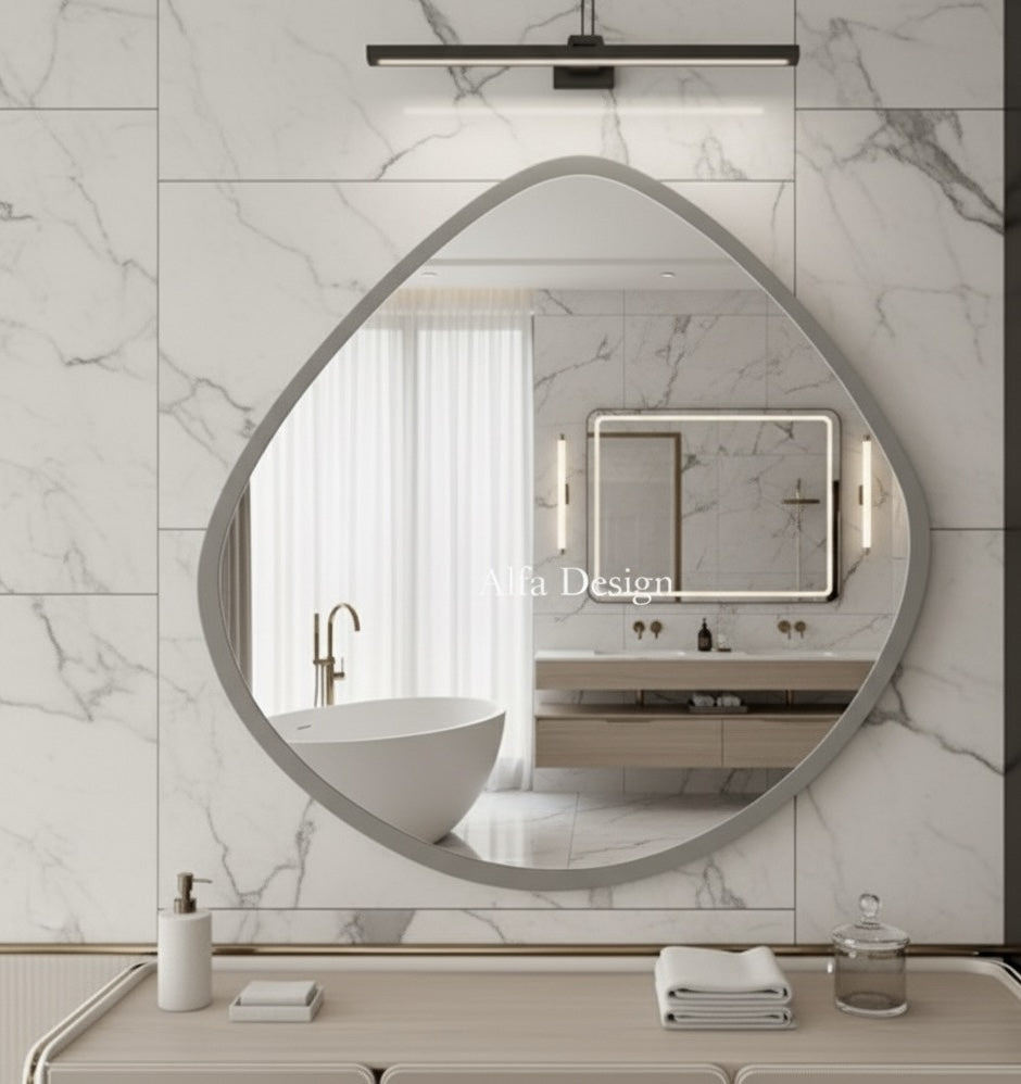 Wood Irregular Bathroom Mirror