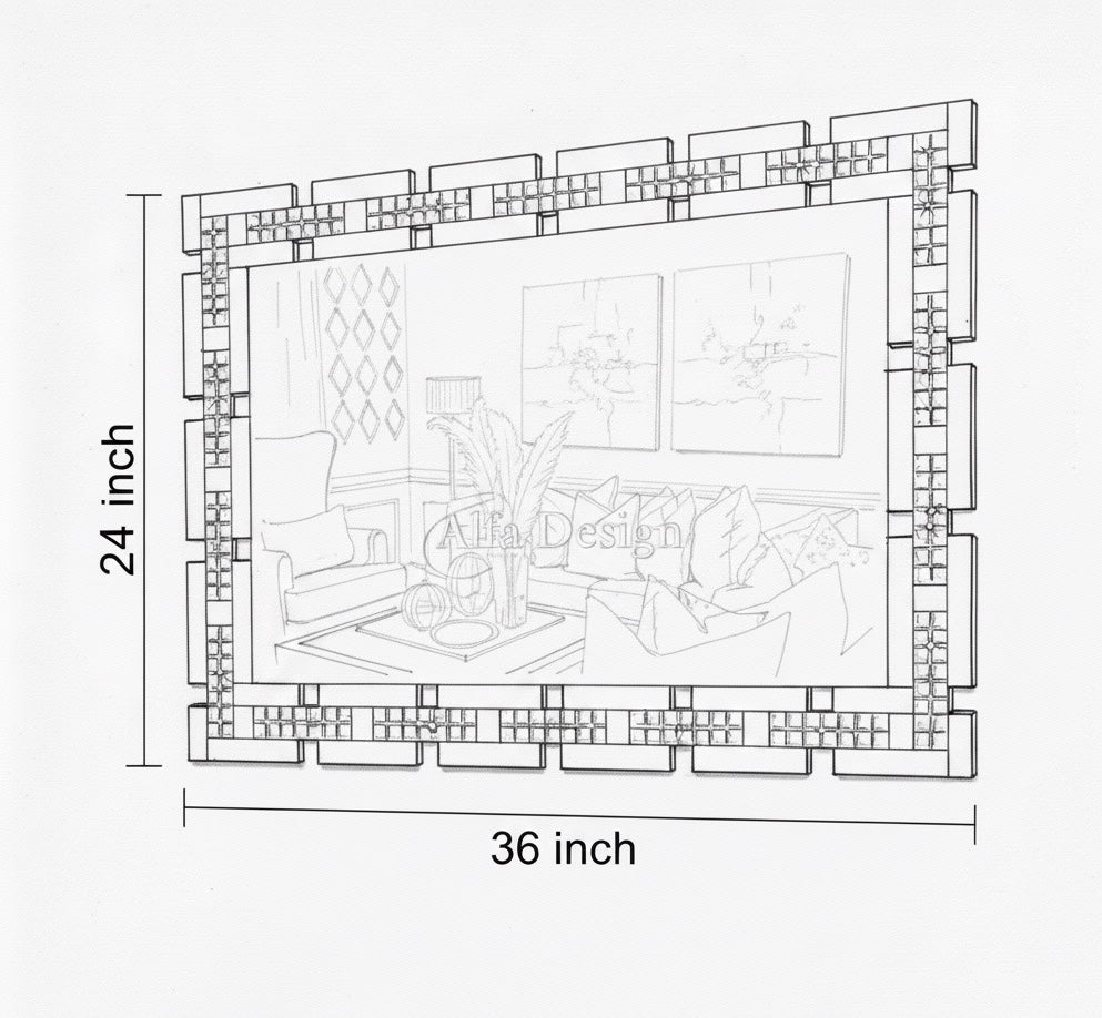 Crystal Decorative Wall Mirror 36" x 24"