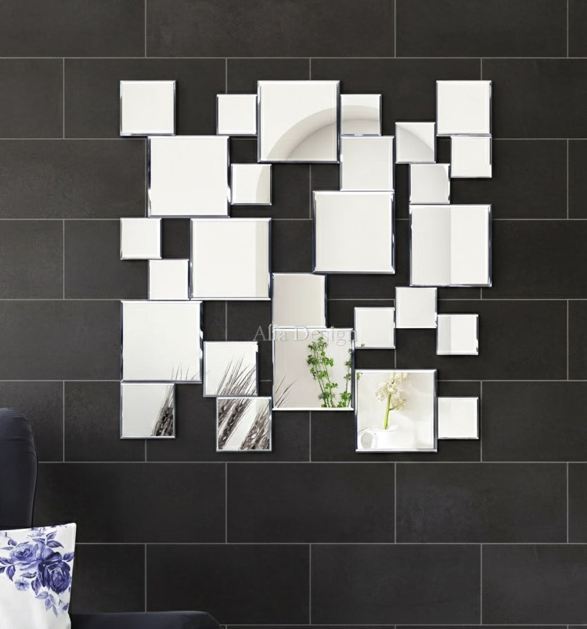 Square Bevelled Decor Mirror For Wall