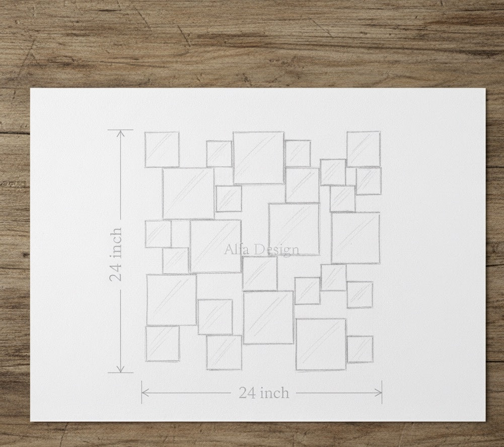 Square Bevelled Decor Mirror For Wall