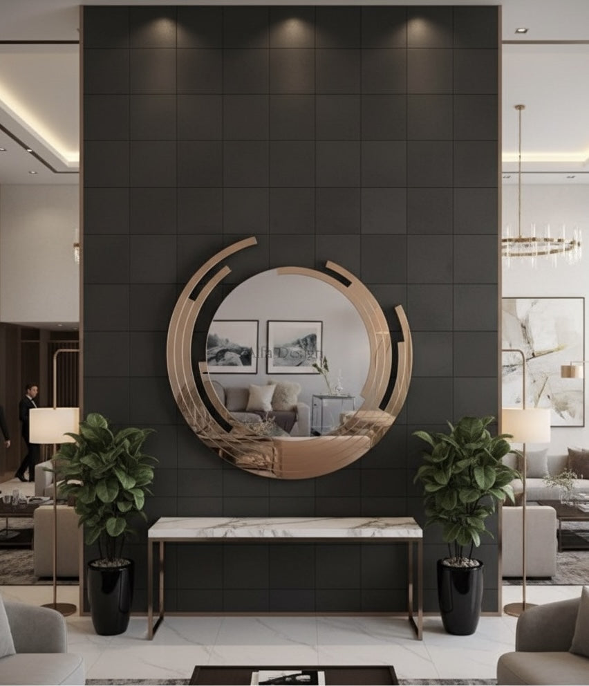 Roze Gold Eclipse Glass Wall Mirror