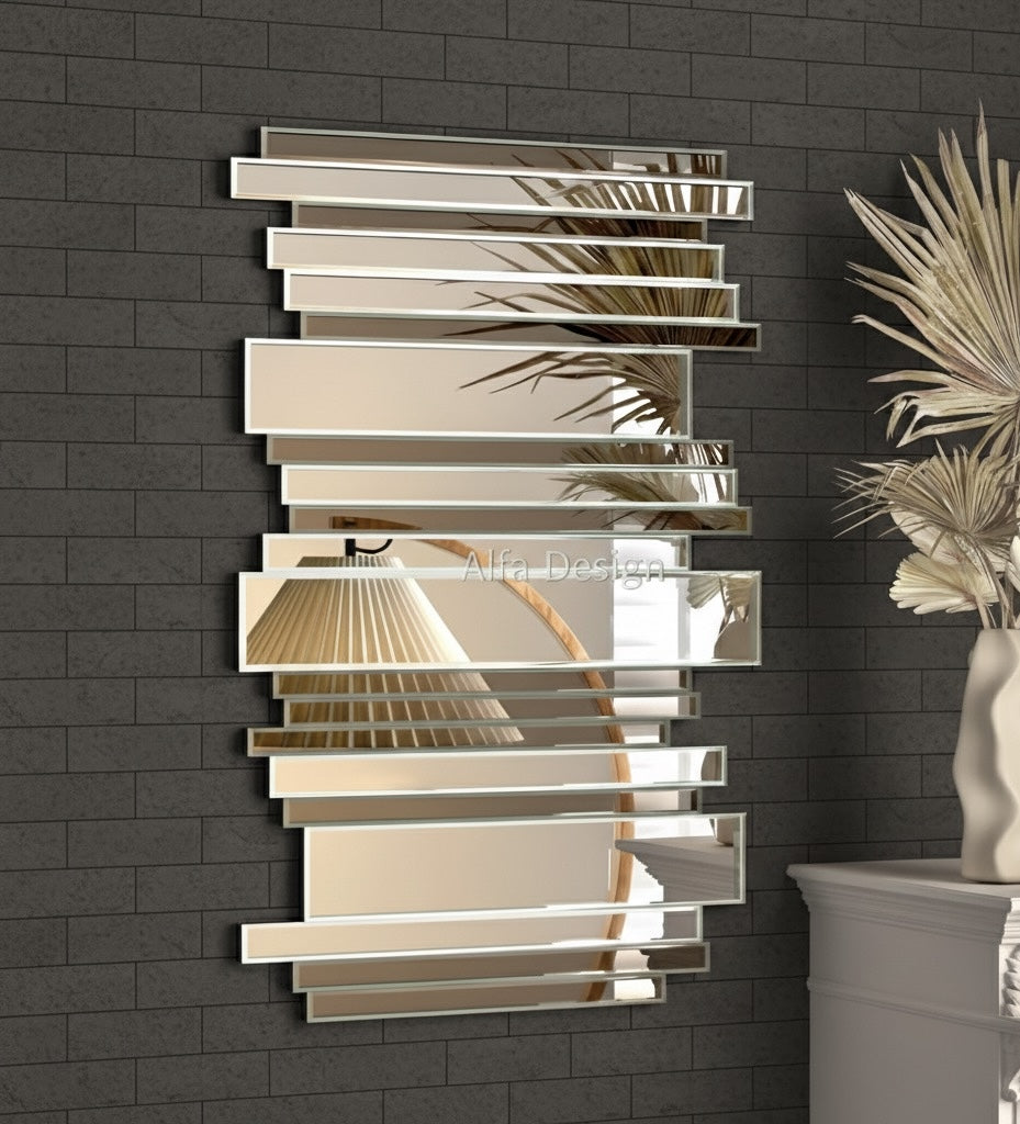 Stripe Wall Mirrors Decorative Brown Mirror