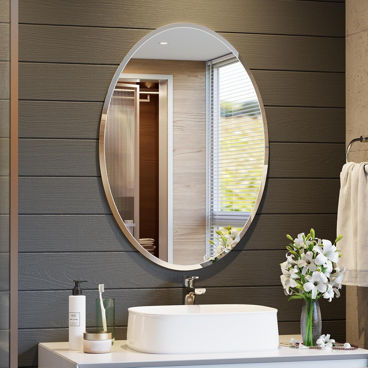 Frameless Bathroom Oval Mirror