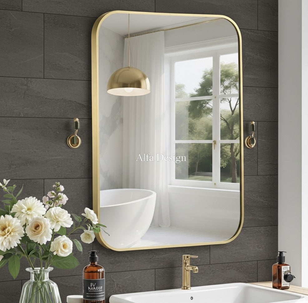 Gold Framed Wall Rectangular Mirror