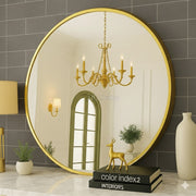 Gold Metal Framed Wall Round Mirror