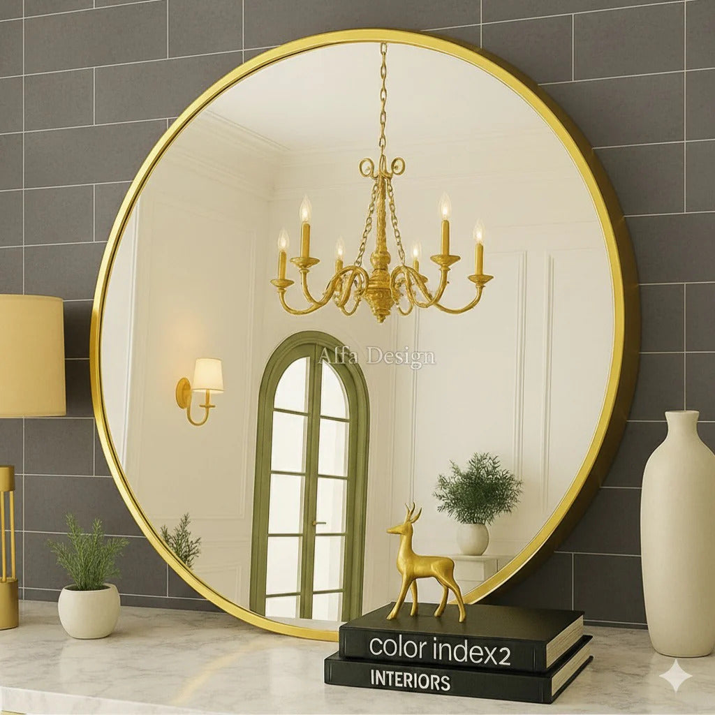 Metal Framed Wall Round Mirror