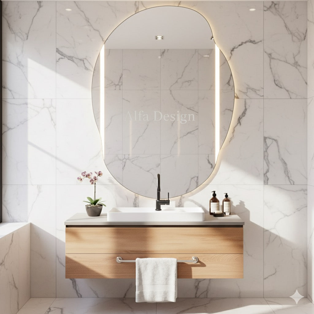 Irregular Frameless Bathroom Wall Mirror