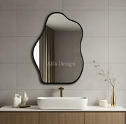 Irregular Wood Framed Wall Mirror