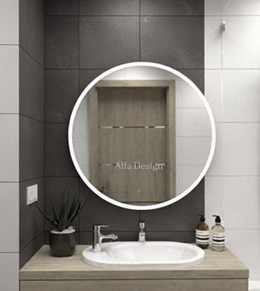 Wood Round Bathroom Mirror