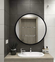 Wood Round Bathroom Mirror