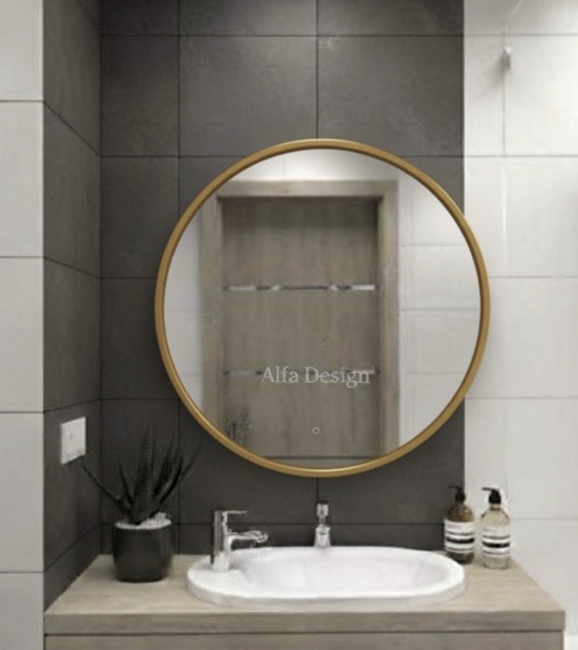 Wood Round Bathroom Mirror