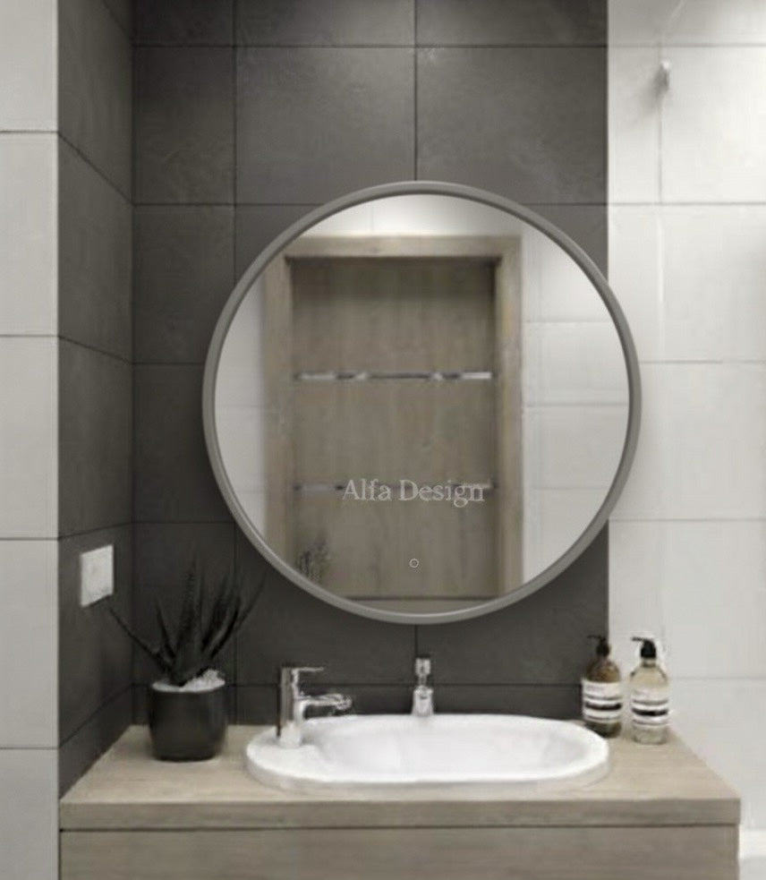 Wood Round Bathroom Mirror