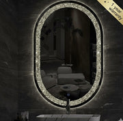 Diamond Crush LED Round Wall Mirror Frontlite