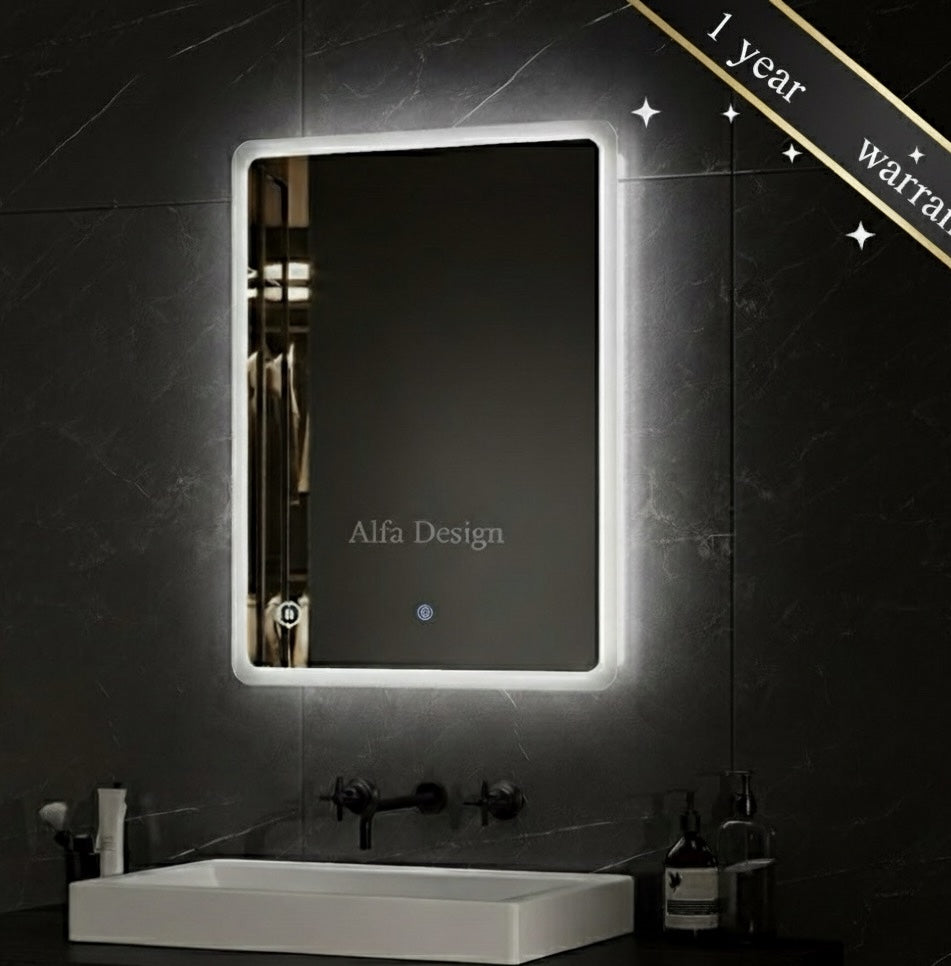 LED Rectangular Curve Bathroom Mirror