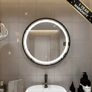 LED Black Framed Wall Round Mirror