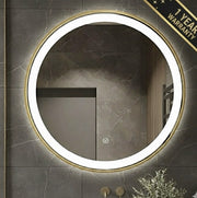 LED Gold Framed Wall Round Mirror