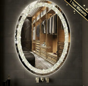 Diamond Crush Crystal Oval Frontlite Wall Mirror