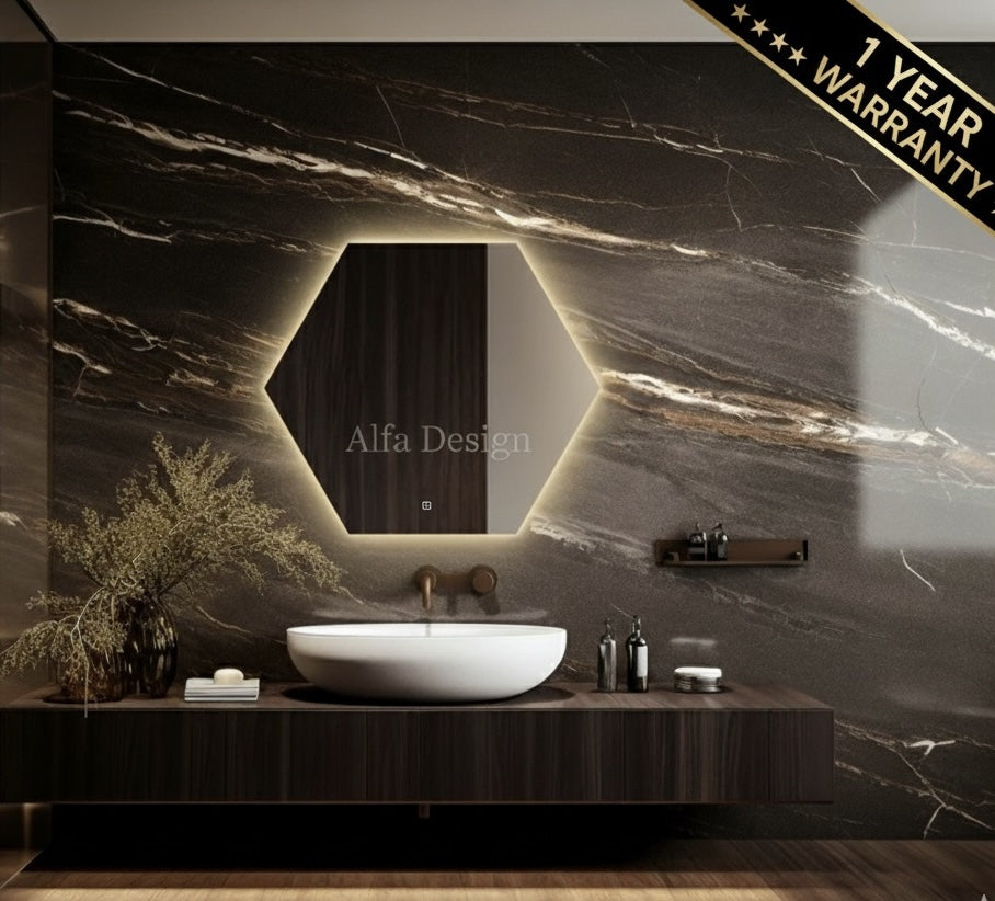 LED Hexagonal Backlite Mirror