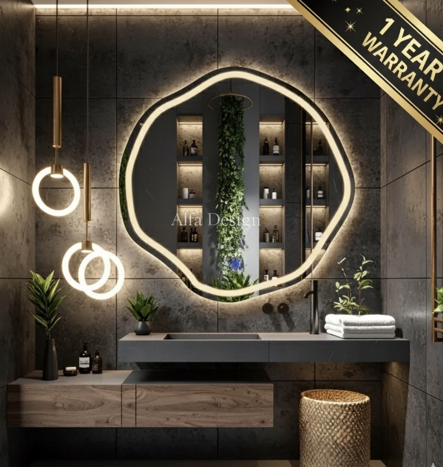 LED Irregular Round Frontlite Mirror