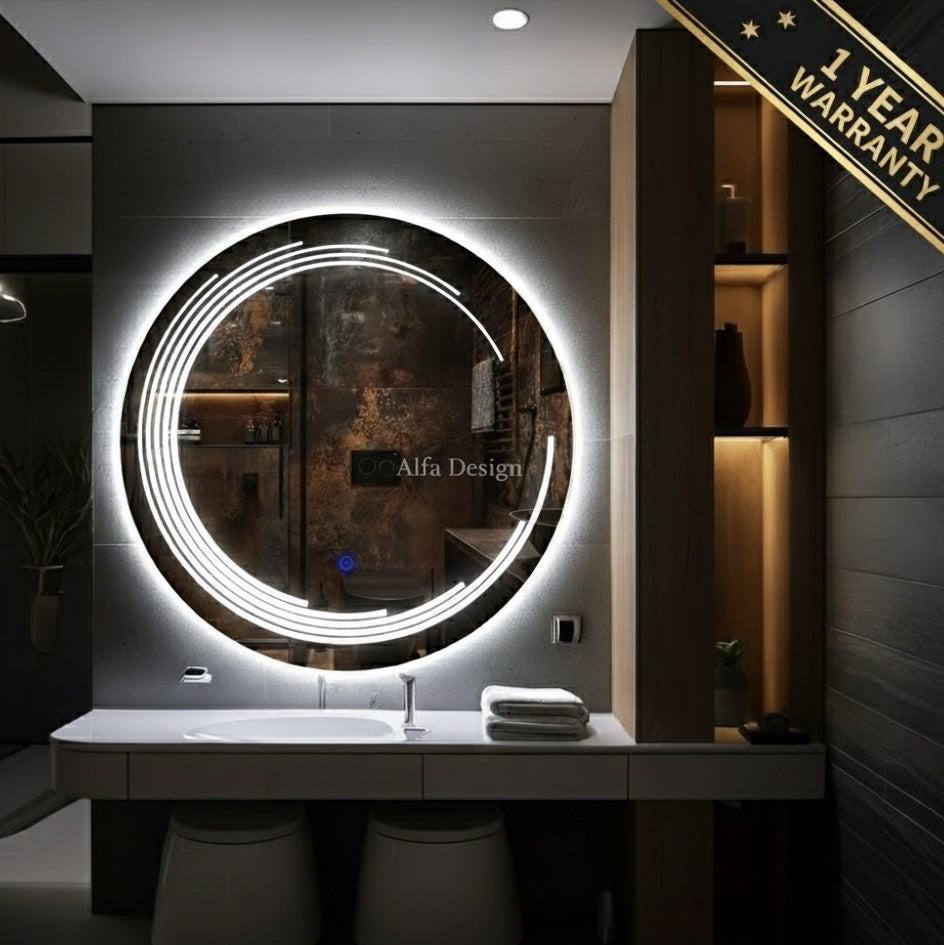 LED Round Designer Eclipse Mirror
