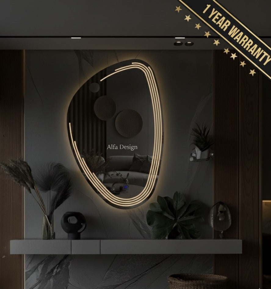 LED Irregular Drop Bathroom Wall Mirror