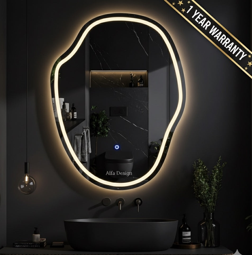 LED Irregular Netro Bathroom Wall Mirror