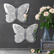 2 Pieces Butterfly Shaped Mirror Crystal Decor(11.8 x 8.8 Inch)