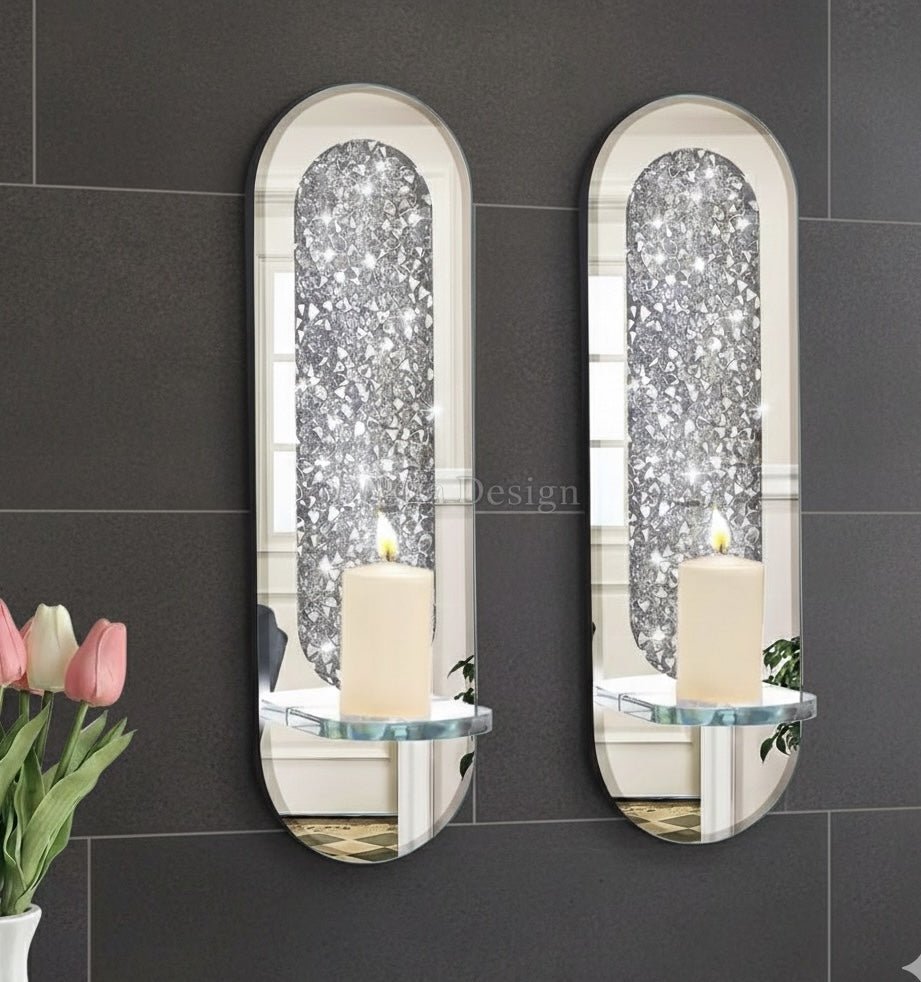 Crystal Crush Diamond Wall Candle Holder Set of 2