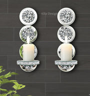 Crystal Round Diamond Wall Candle Holder Set of 2