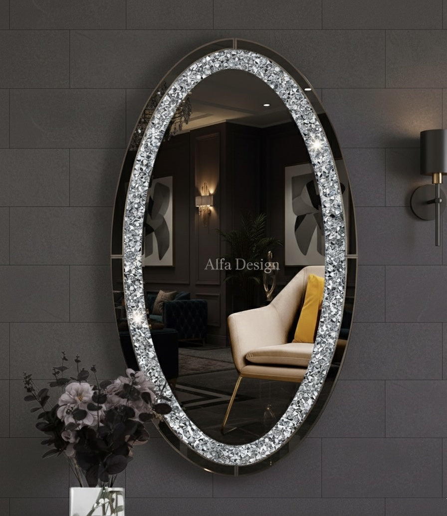 Crystal Wall Oval Mirror 36″x20″ inch