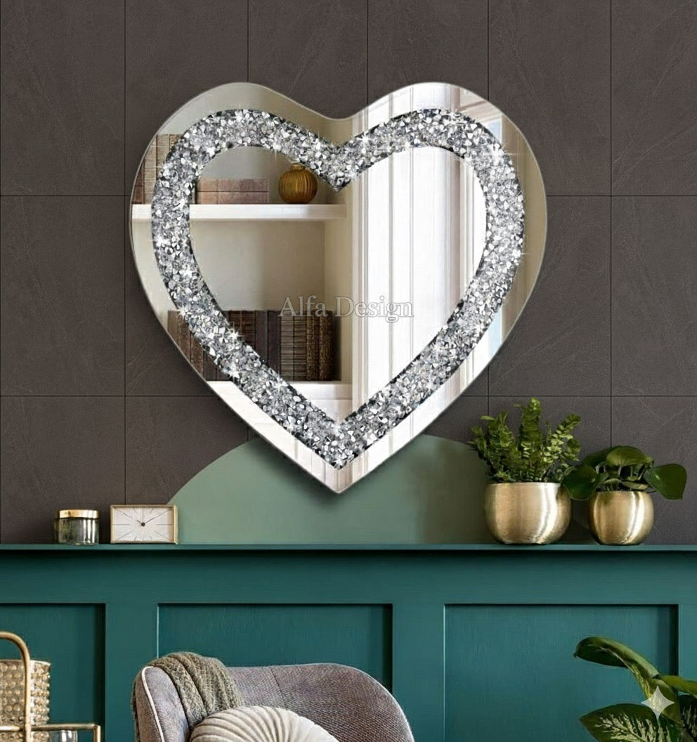Heart Diamond Crush Crystal Mirror